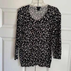 Ann Taylor Leopard Print Cardigan Sz L